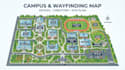 create campus map, school wayfinding map, directory map and site plan