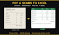 convert pdf tables and scans into clean excel spreadsheets