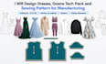 design dresses gowns tech pack and sewing pattern for manufacturing