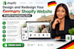 design and redesign your germany shopify website, shopify dropshipping store