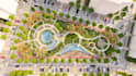 render 3d urban park master plan,vray landscape site layout,courtyard design,dwg