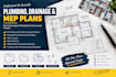 draft plumbing drainage permit drawings and mep