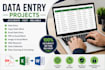 do professional data entry, excel, web research