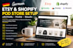 setup german automated etsy shopify pod store with printify printful shineon