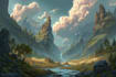 illustrate a surreal landscape or city drawing