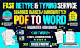 type pdf, scanned images, and handwritten notes to word