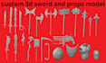design custom 3d sword, weapon, and armor prop models for cosplay printing