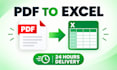 convert your PDF to excel file within 24 hours