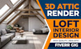 create cozy 3d attic interior visualization