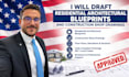 draft residential architectural blueprints and construction shop drawings