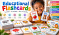 design educational flash cards, learning cards and kids activity cards