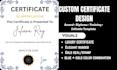 design custom certificate, award, diploma and editable certificate template