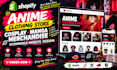 design shopify anime clothing store cosplay manga merchandise ecommerce website