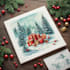 draw christmas card, invitation with watercolor
