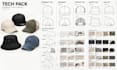 create baseball cap, 5 panel, snapback trucker bucket hat and dad hat tech packs