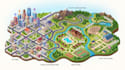design a resort map, accommodation map, venue map, landscape map and city map