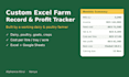 build a custom excel or google sheets farm record and profit tracker