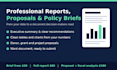 write a professional report, proposal or policy brief from your data
