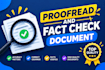 fact check, proof read errors in word documents