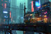 do a futuristic cyberpunk city design