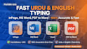 do urdu typing inpage, english typing, data entry ms word