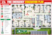 design fire emergency evacuation plan, fire escape  plan and safety map