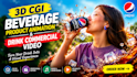 create 3d cgi beverage product animation and drink commercial video