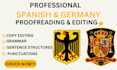 proofread and edit your german and spanish  book ebook document