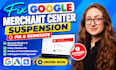 fix google marchant center suspension and misrepresentation