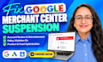 fix google marchant center suspension and misrepresentation