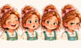 draw a hand drawn childrens character expression and pose sheet