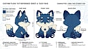 create custom plush toy refrence sheet, stuffed animal design and tech pack