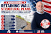 design retaining wall, structural plans, and site drainage systems