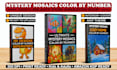 create color by number mosaic coloring pages for amazon KDP