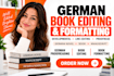 do german book editing and formatting developmental line editing proofread novel