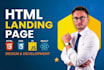 build responsive html CSS javascript landing page