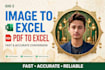 convert image to excel and pdf to excel