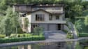 model miniature terrain house, forest property development, historical building