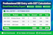 excel data entry, bill entry, and gst invoice with formulas