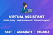 be your virtual assistant for data entry and admin support