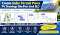 create solar pv drawings site plan panel layout and sld