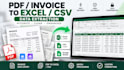 extract invoice and PDF data into excel or CSV