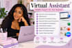 do data entry, virtual assistance, canva, research and more