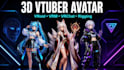 do stylized 3d vtuber model, anime with rigging, virod, vrm and vrchat avatar