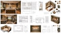 do technical cabinet drawings, laundry basement and kitchen design 3d rendering