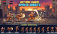 create pixel character sprite sheet animation, walk run, idle, action game art