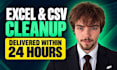 do excel data cleaning and CSV cleanup with a change report