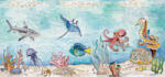 create a hand painted wild animal and sea creature scene