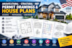 draft architectural city permit drawings, structural plans, mep and house plans