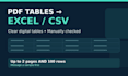 convert clear digital PDF tables to excel or CSV